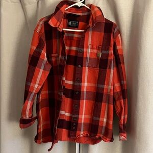 Carhartt Orange and Brown Checkered Flannel Shirt